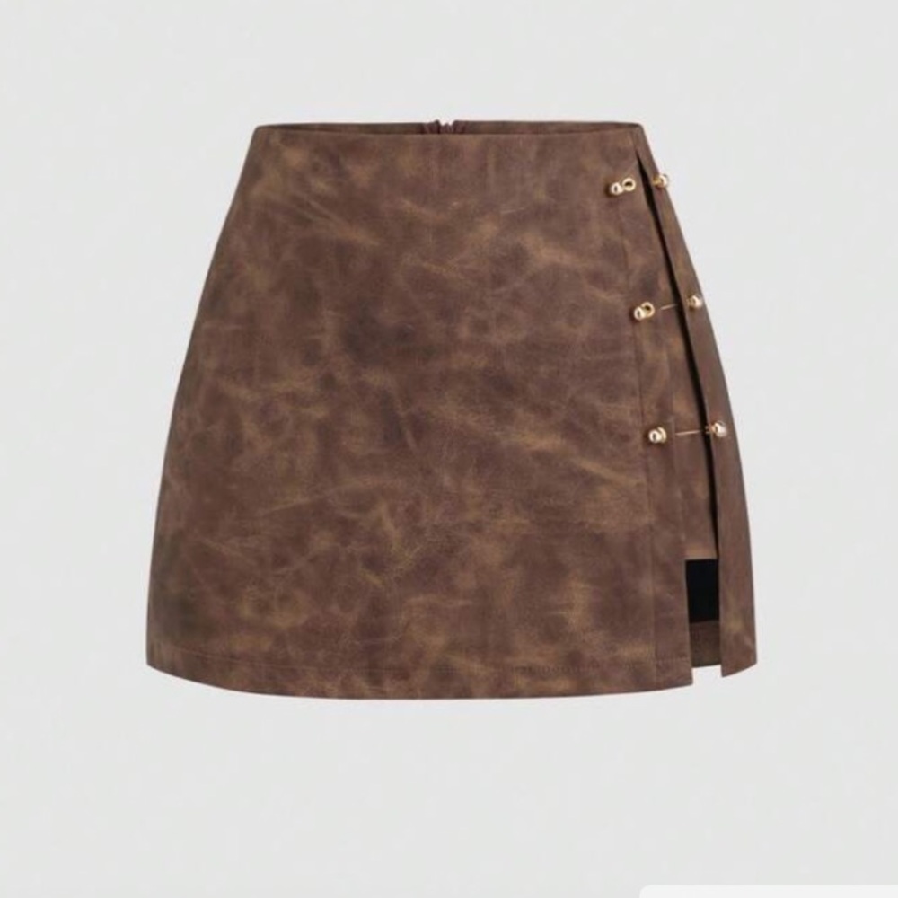 Shein Brown Buckle Skirt